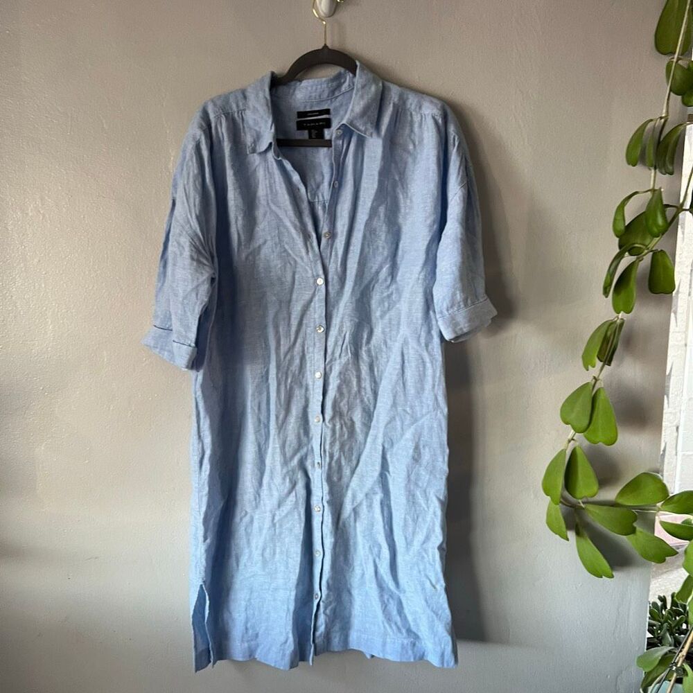 Tahari linen shirt dress button down